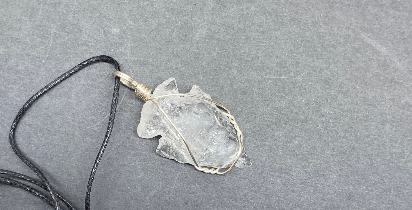 Clear Quartz  Hand Made Wire Wrapped Necklace, Master Healing Stone   NCK-0507