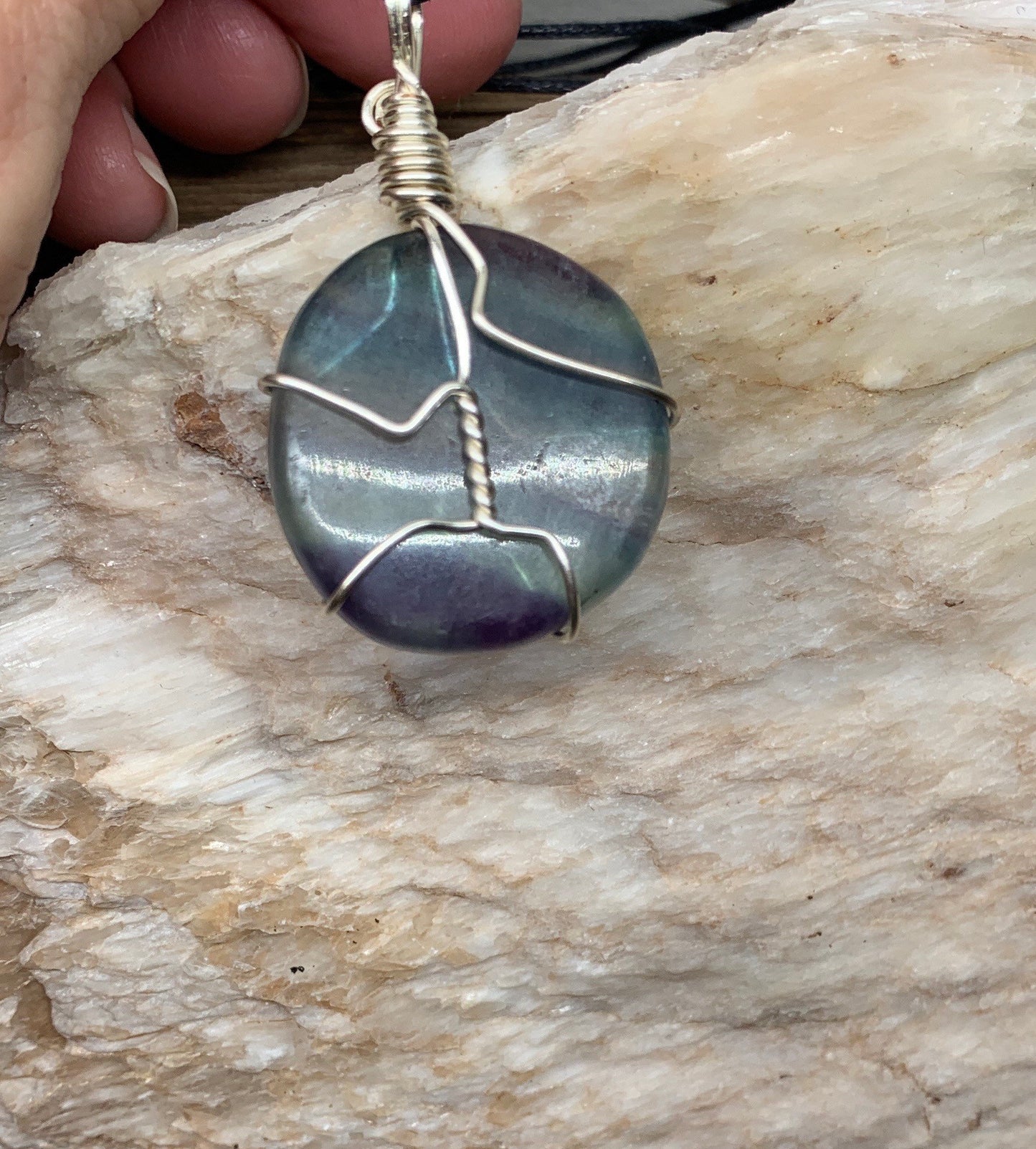 Fluorite Wire Wrapped Necklace       NCK-0496