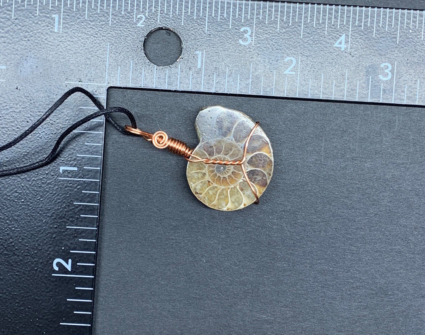 Ammonite Quartz  Hand Made Wire Wrapped Necklace.              NCK-0483