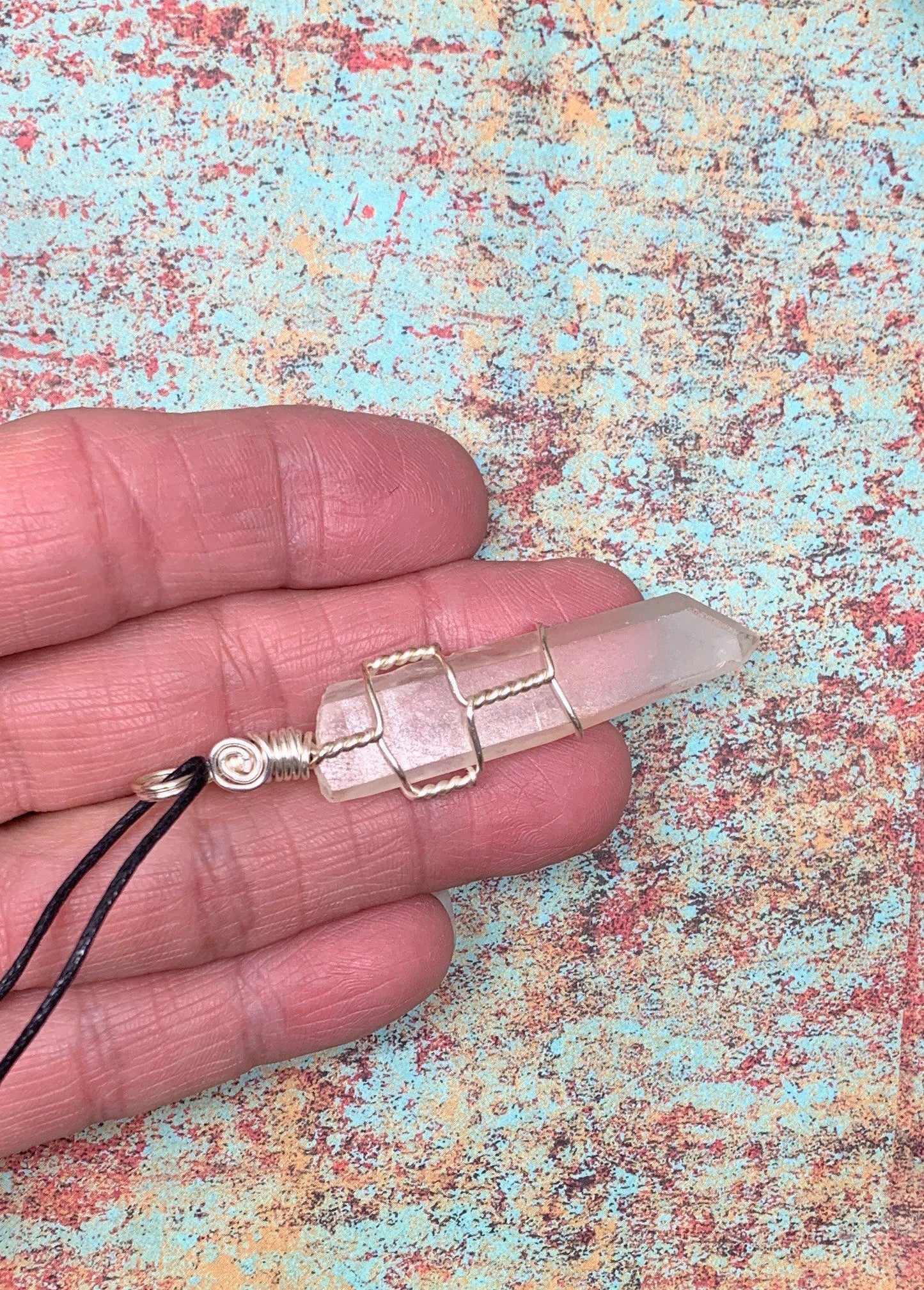 Lemurian Quartz   Hand Made Wire Wrapped Necklace.              NCK-0479