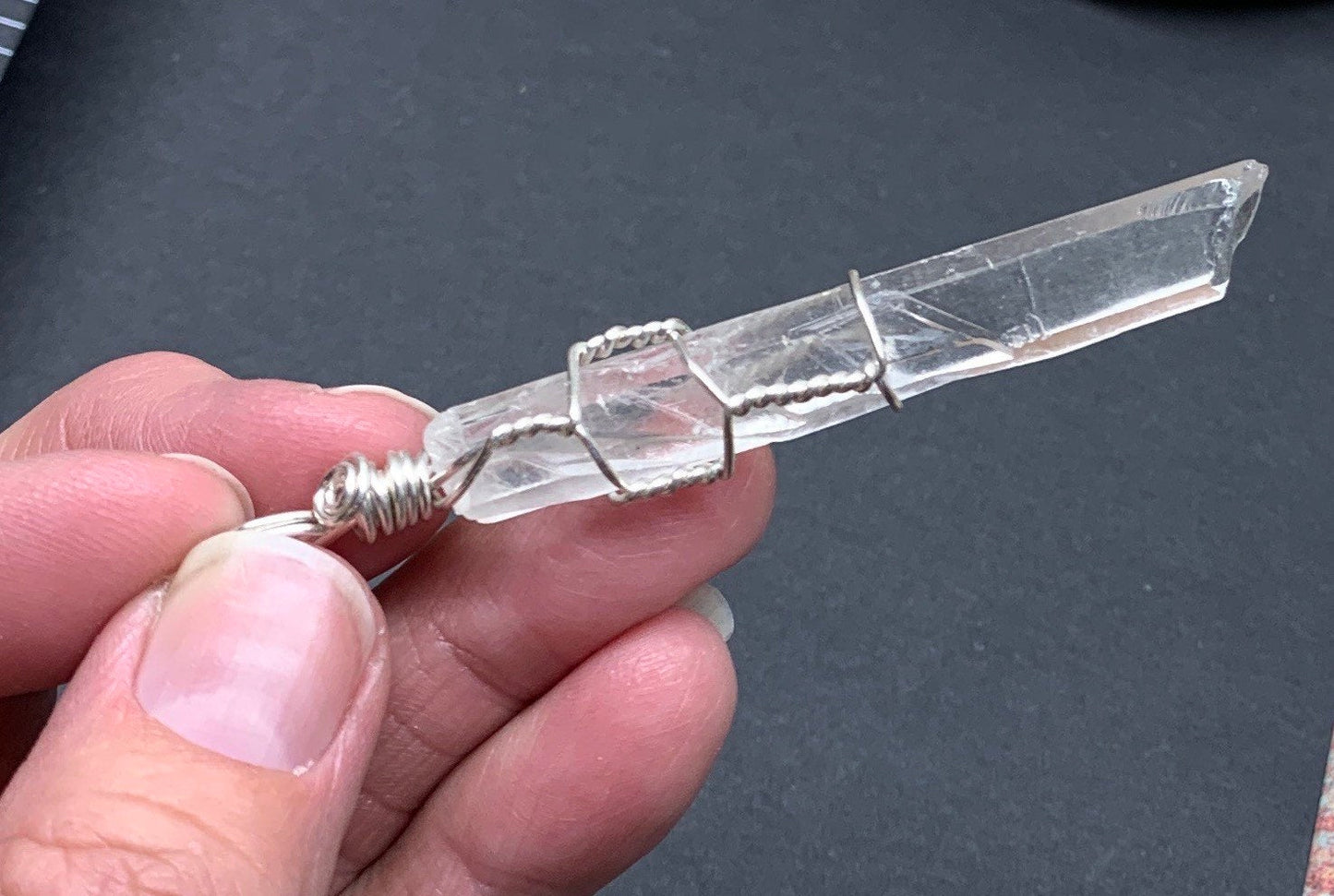 Lemurian Quartz   Hand Made Wire Wrapped Necklace.              NCK-0475