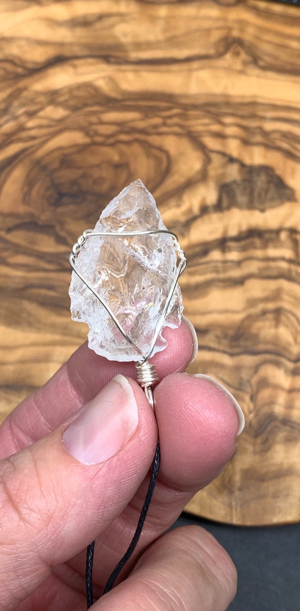 Clear Quartz  Hand Made Wire Wrapped Necklace, Master Healing Stone NCK-0471