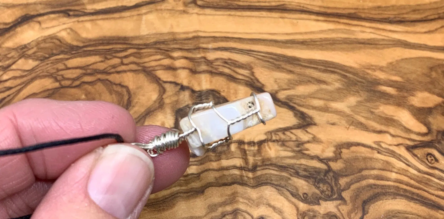 Pink Opal Hand Made Wire Wrapped Necklace.              NCK-0465 Shop Wholesale Crystals