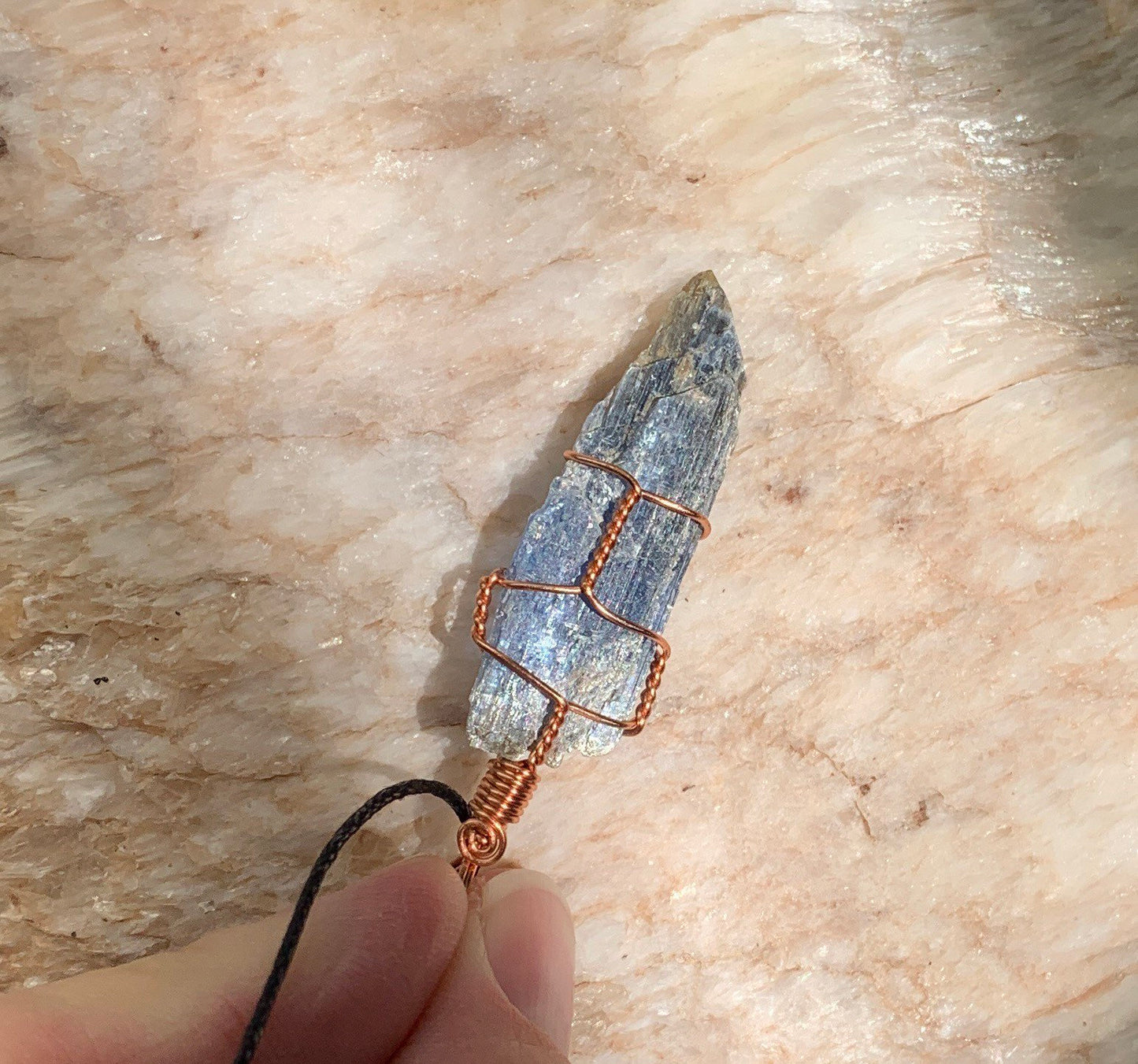 Blue Kyanite Hand Made Wire Wrapped Necklace.              NCK-0463