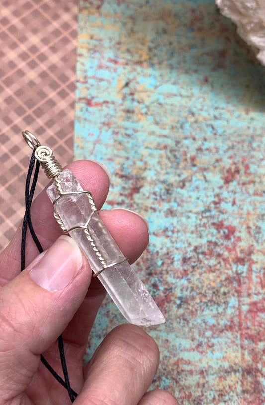 Lemurian Quartz   Hand Made Wire Wrapped Necklace.              NCK-0462