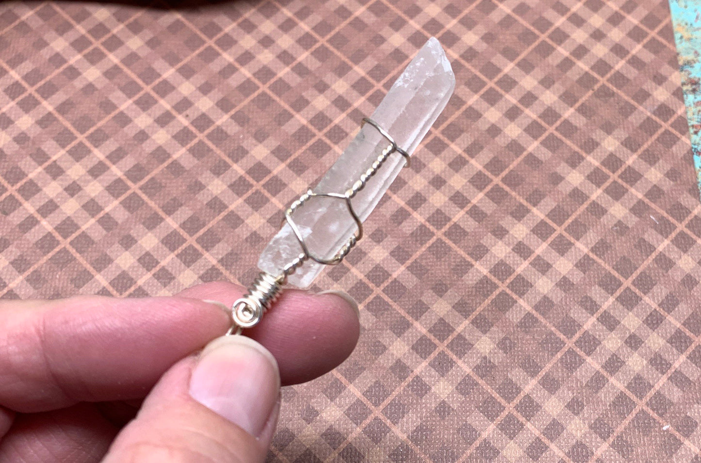 Lemurian Quartz   Hand Made Wire Wrapped Necklace.              NCK-0462