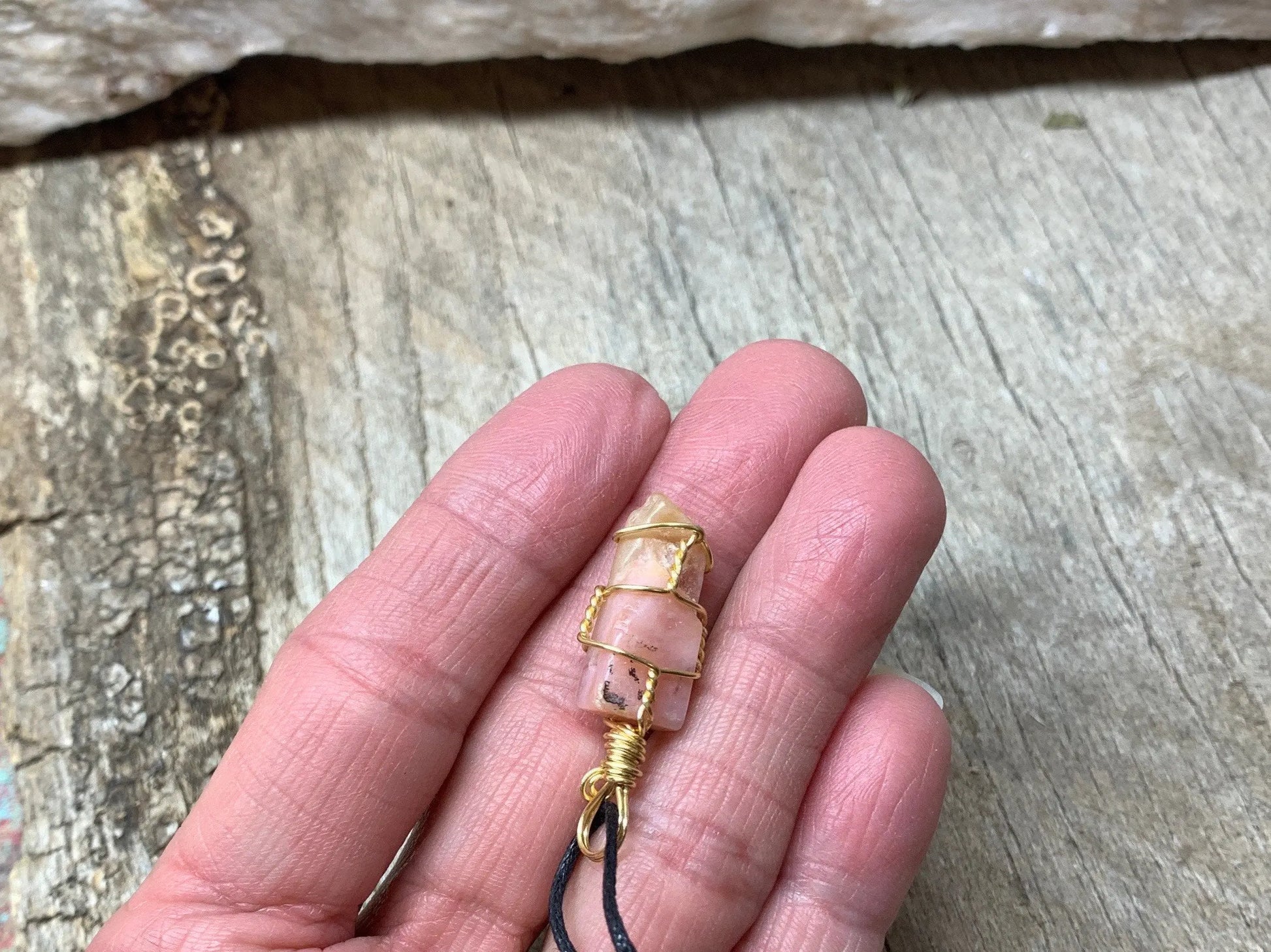 Pink Opal Wire Wrapped Necklace NCK-0455 Shop Wholesale Crystals