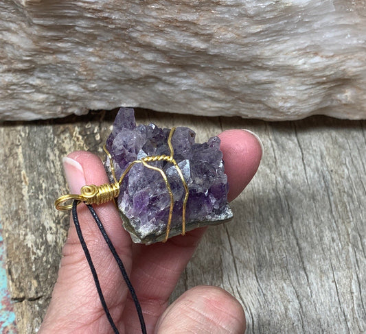 Amethyst Wire Wrapped Necklace         NCK-0453