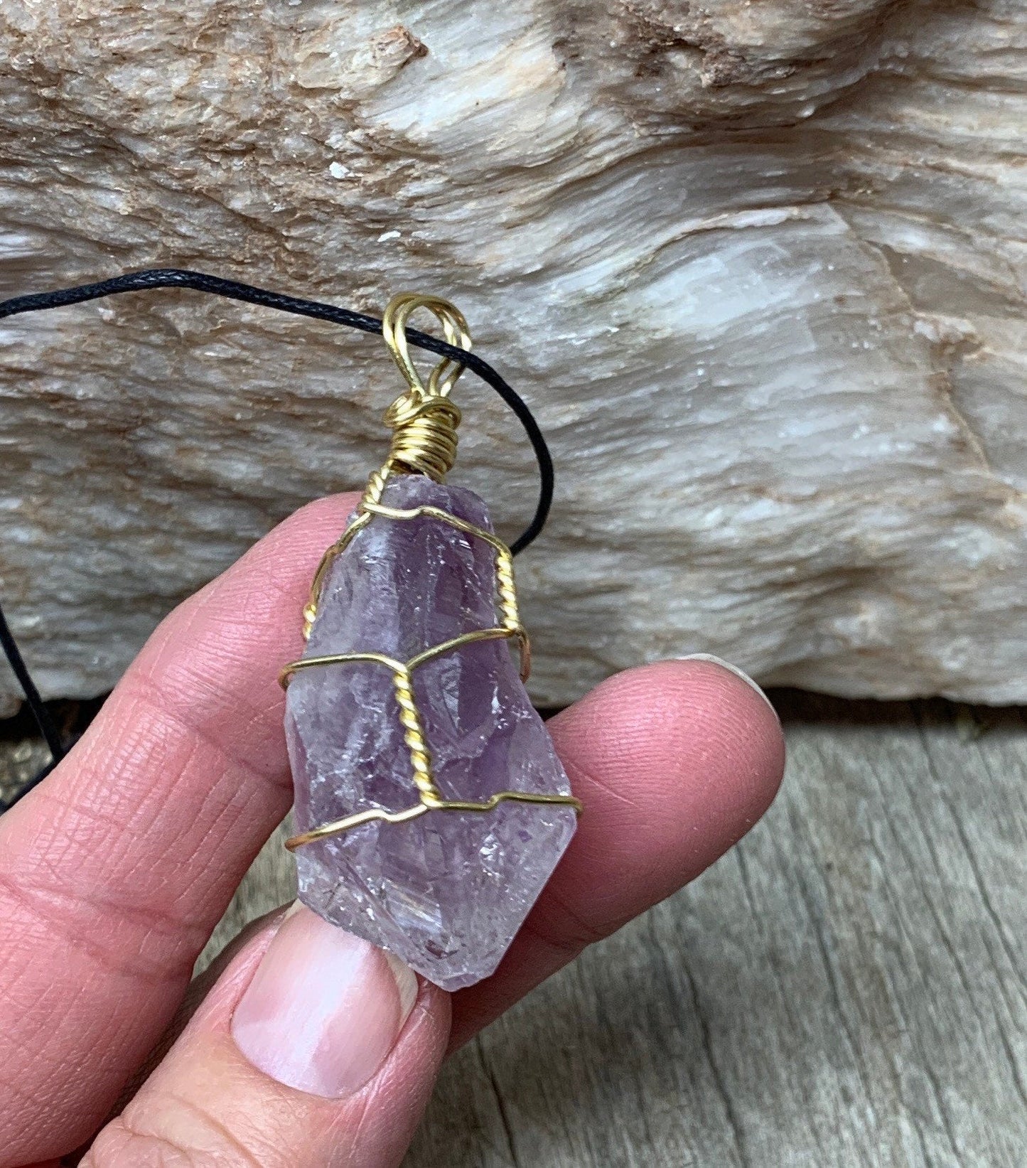 Amethyst Wire Wrapped Necklace         NCK-0452