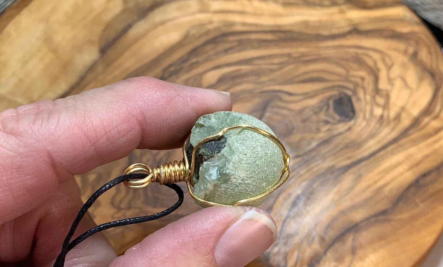 Prehnite Wire Wrapped Necklace    NCK-0534 Shop Wholesale Crystals