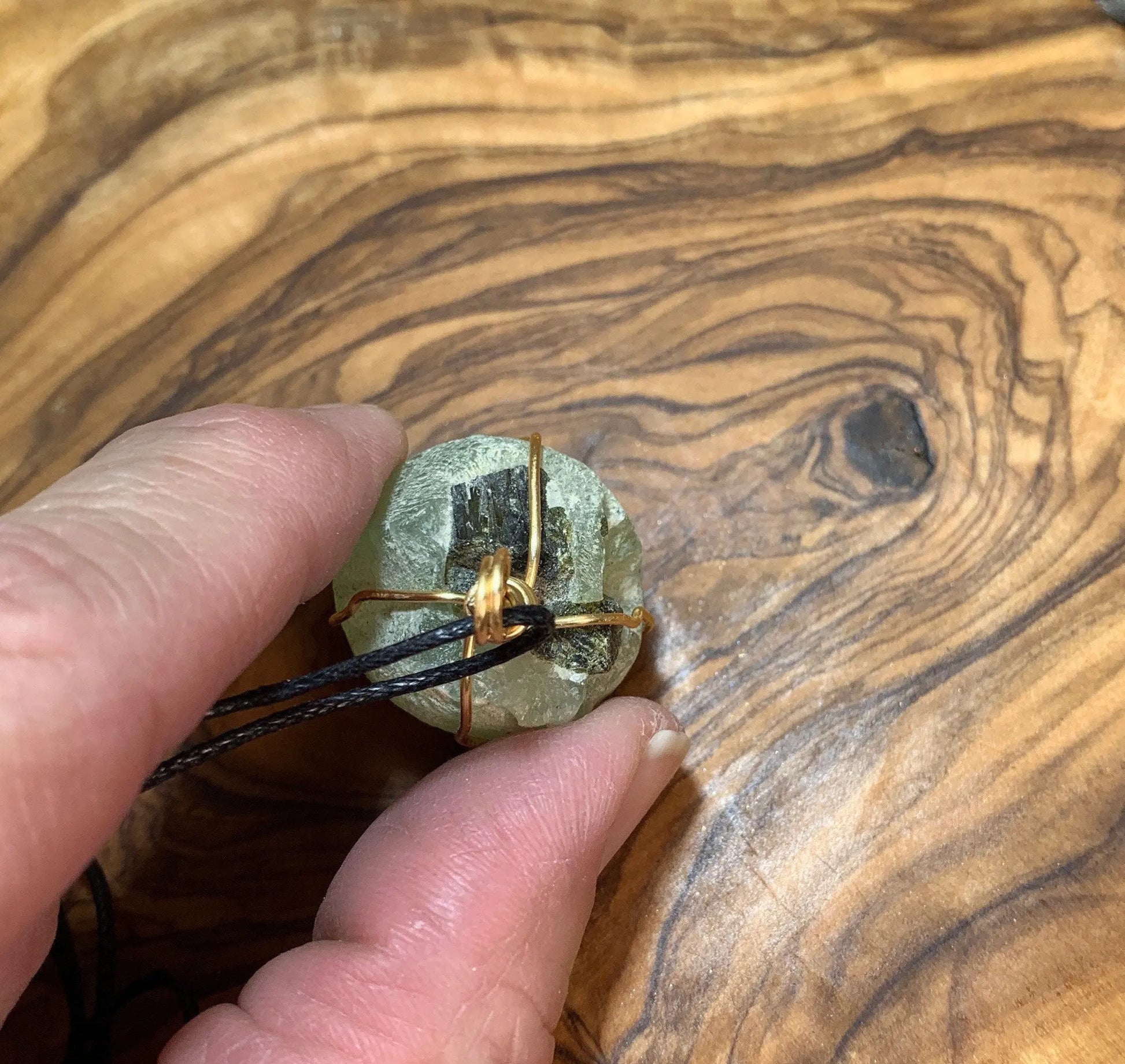 Prehnite Wire Wrapped Necklace    NCK-0534 Shop Wholesale Crystals