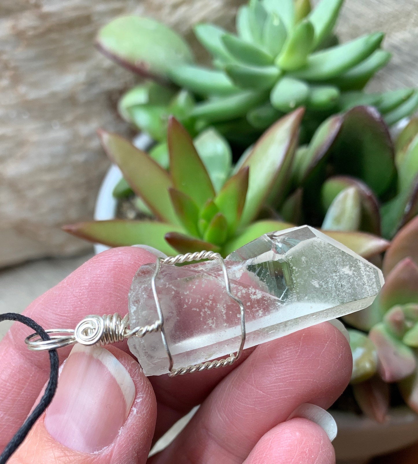 Lemurian Quartz Wire Wrapped Necklace              NCK-0589