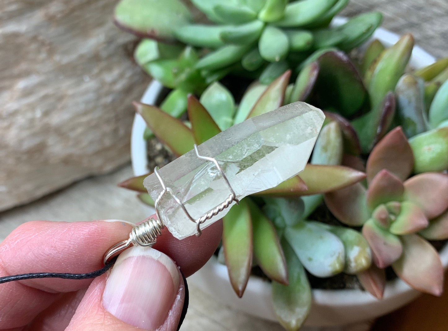 Lemurian Quartz Wire Wrapped Necklace              NCK-0589