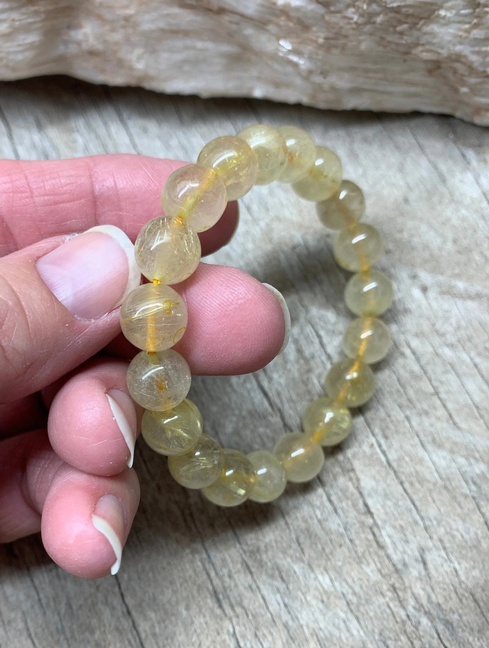 Golden Rutile Quartz Bracelet 10mm Beads BRC-0089 Shop Wholesale Crystals