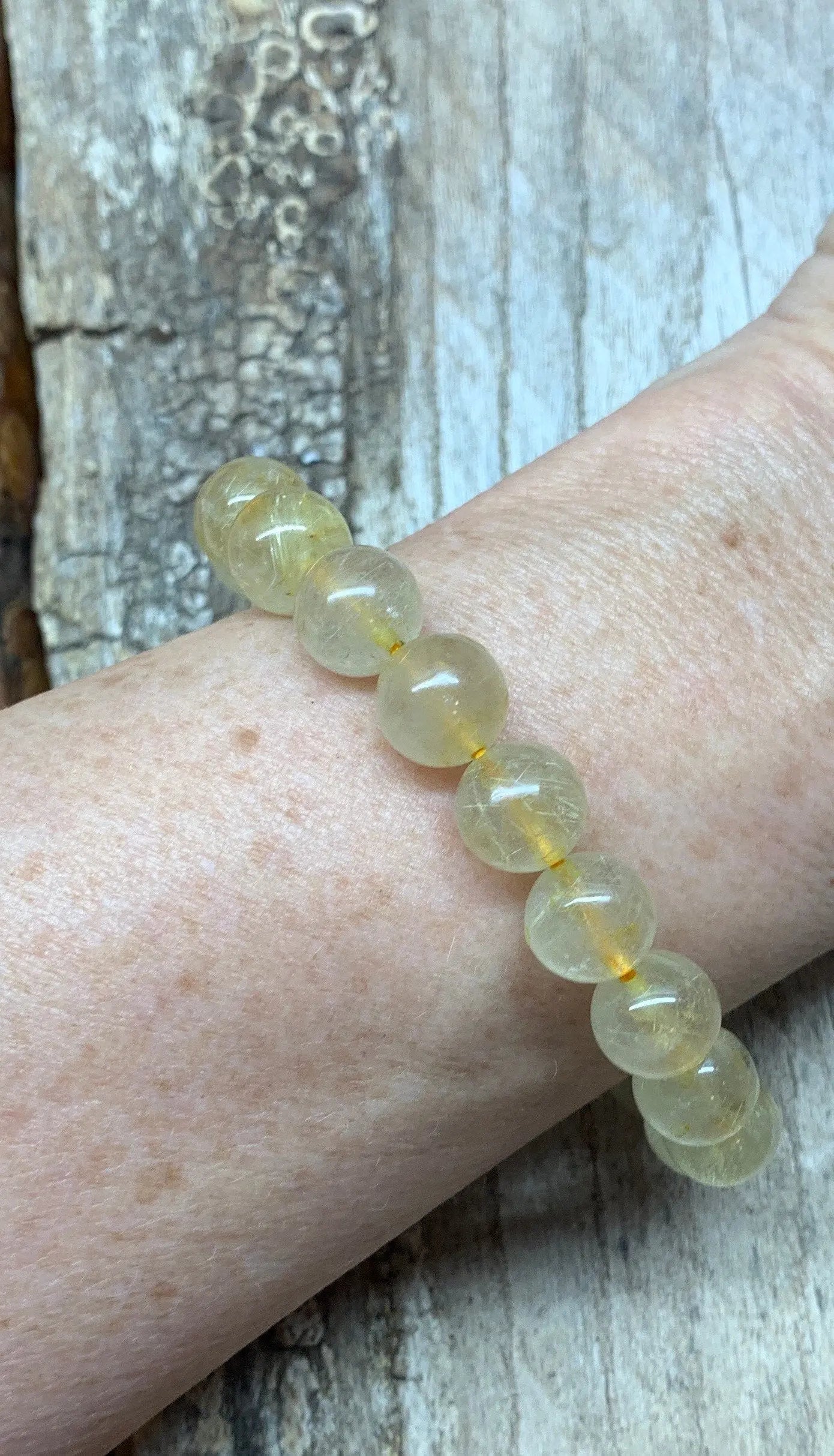 Golden Rutile Quartz Bracelet 10mm Beads BRC-0089 Shop Wholesale Crystals