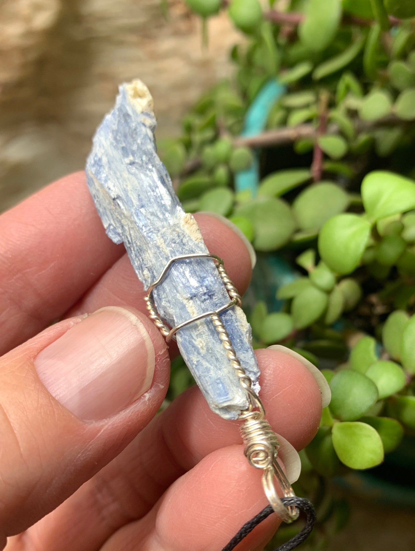 Blue Kyanite Wire Wrapped Necklace              NCK-0662