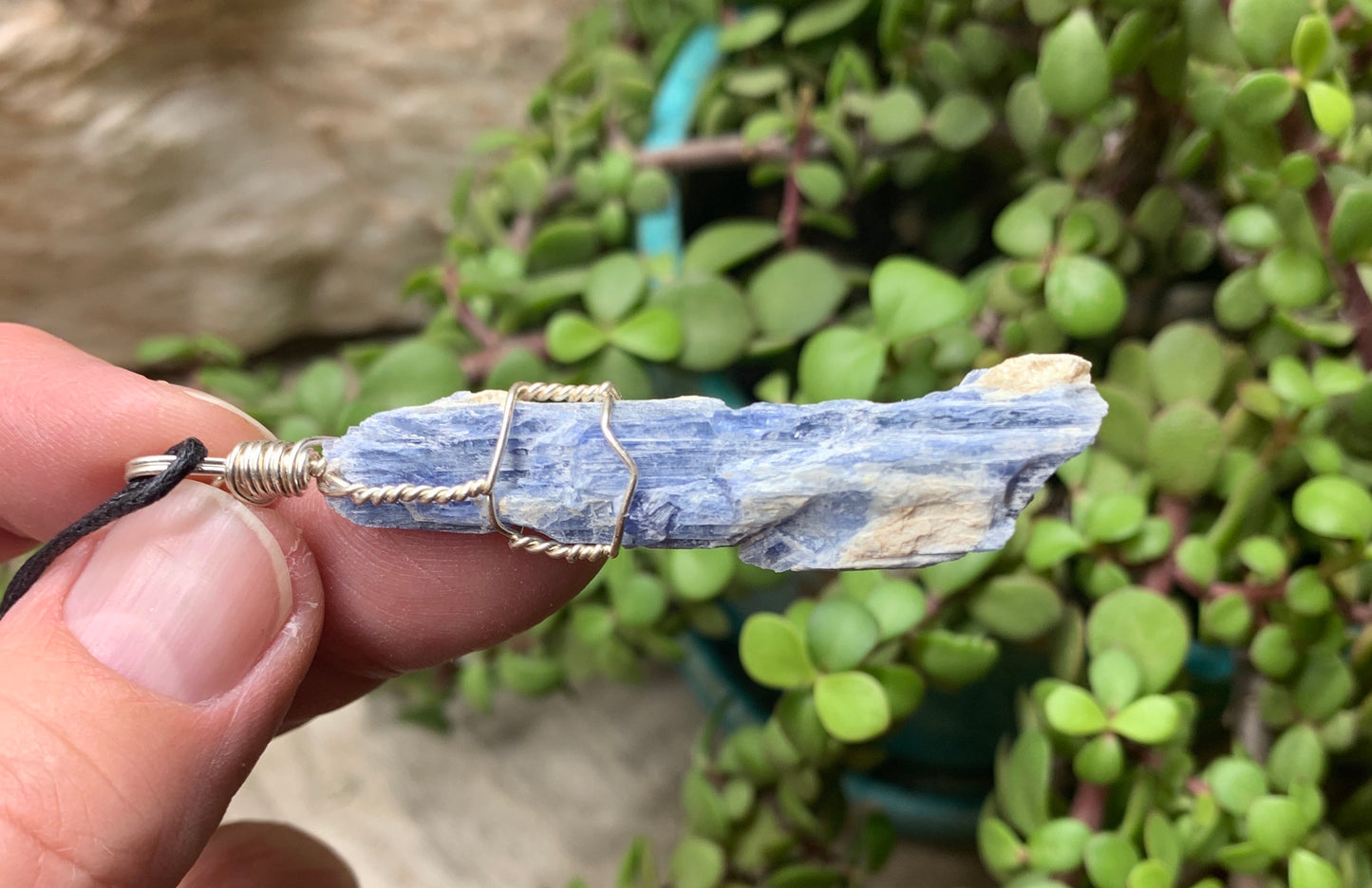 Blue Kyanite Wire Wrapped Necklace              NCK-0662