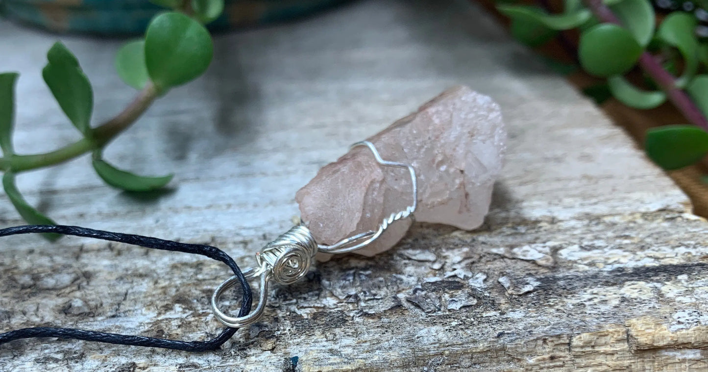 Pink Ice Quartz Wire Wrapped Necklace           NCK-0607 Shop Wholesale Crystals
