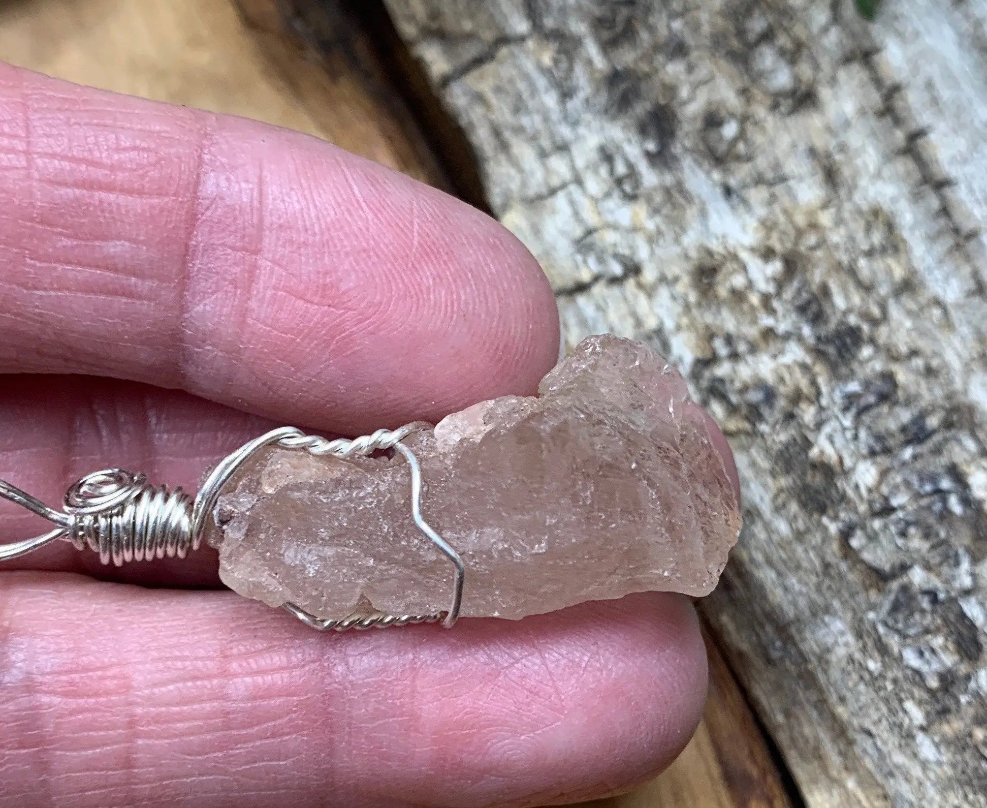 Pink Ice Quartz Wire Wrapped Necklace           NCK-0607 Shop Wholesale Crystals