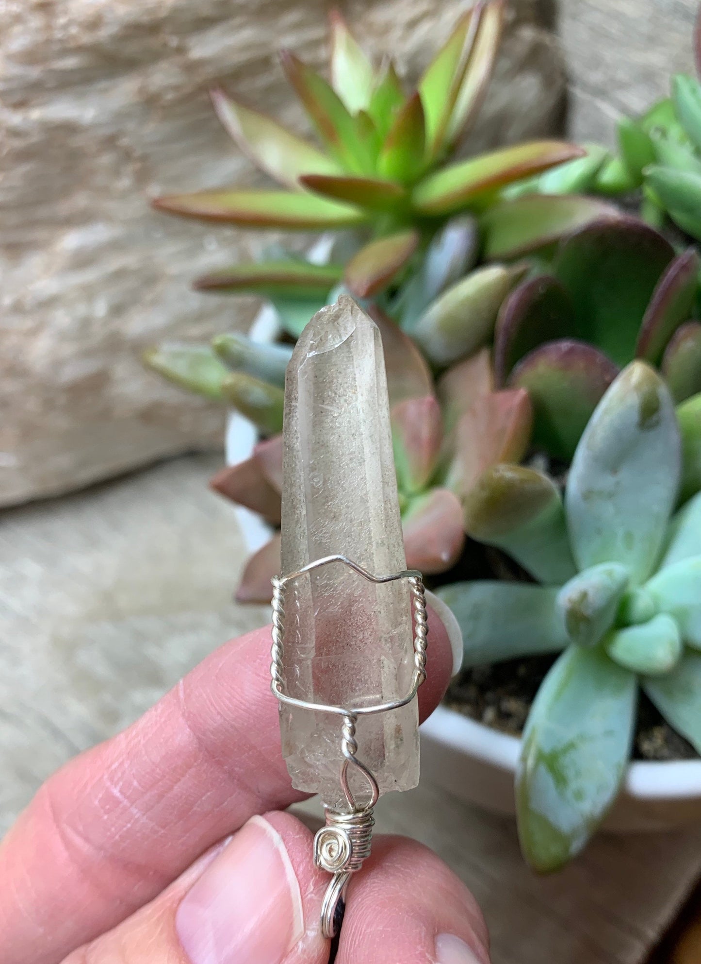 Lemurian Quartz Wire Wrapped Necklace              NCK-0600