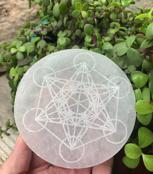 Sacred Geometry Etched Selenite SEI-0089