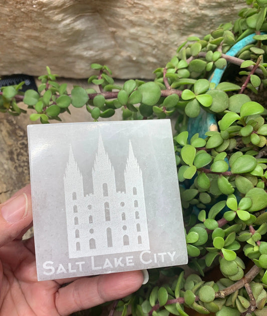 Salt Lake City Temple Etched Selenite  SEI-0223 Shop Wholesale Crystals