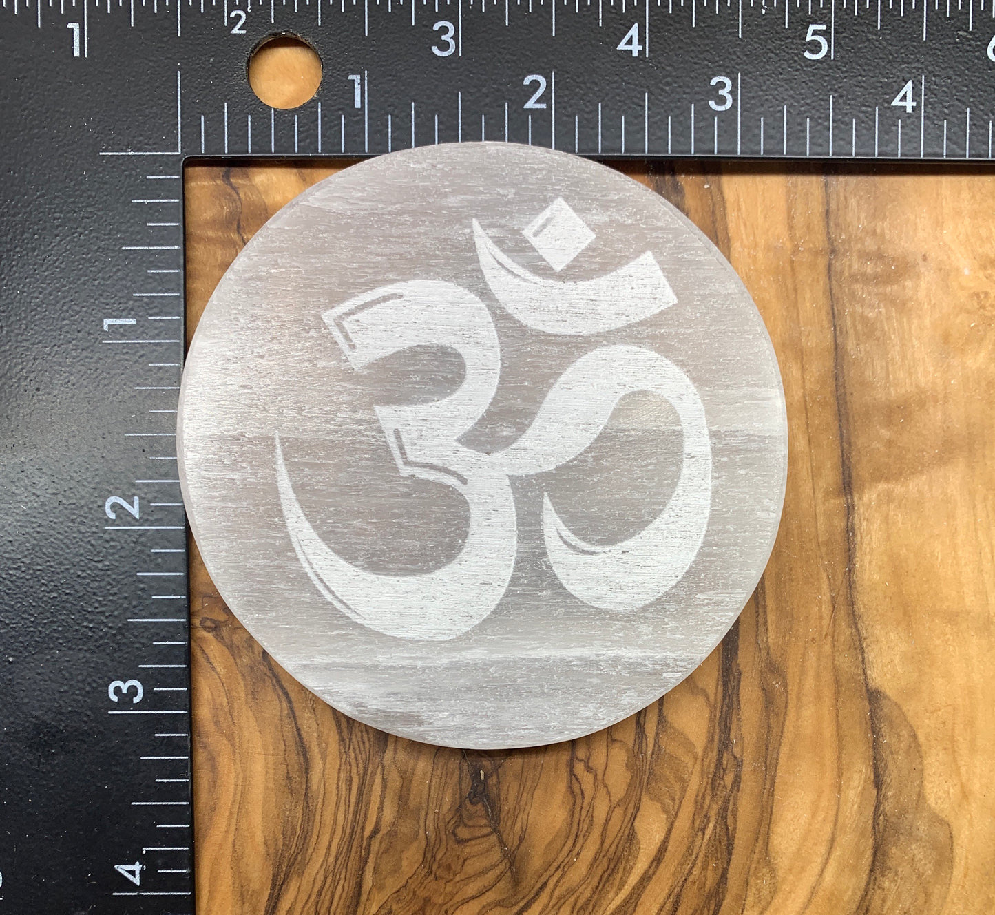 OM Symbol Etched Selenite SEI-0129