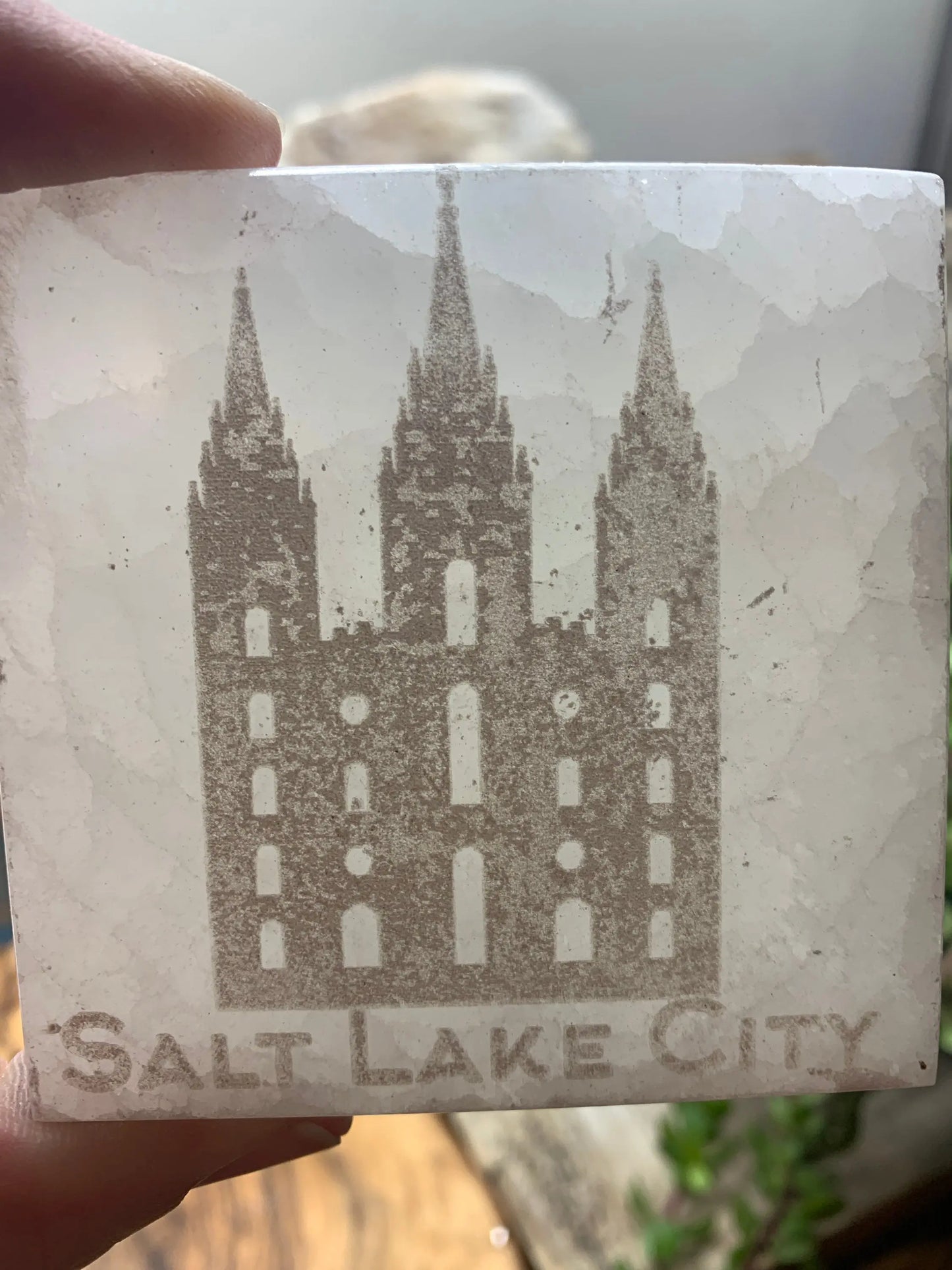 Salt Lake City Temple Etched Selenite  SEI-0219 Shop Wholesale Crystals