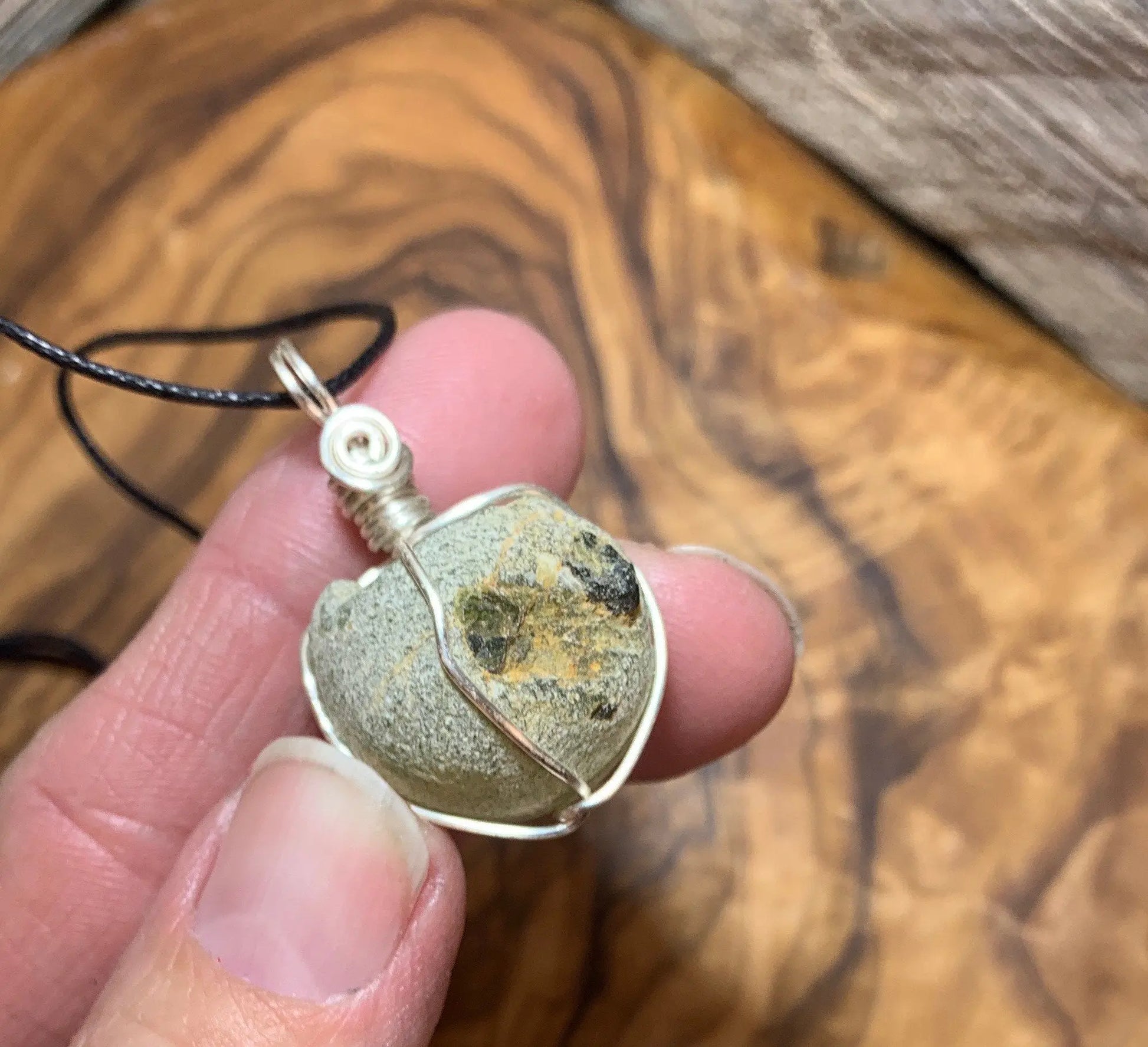 Prehnite Wire Wrapped Necklace    NCK-0586 Shop Wholesale Crystals