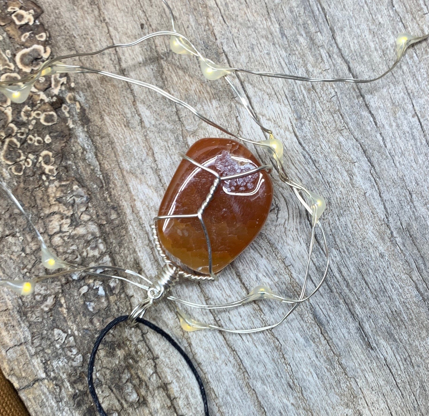 Fire Agate Wire Wrapped Necklace              NCK-0519