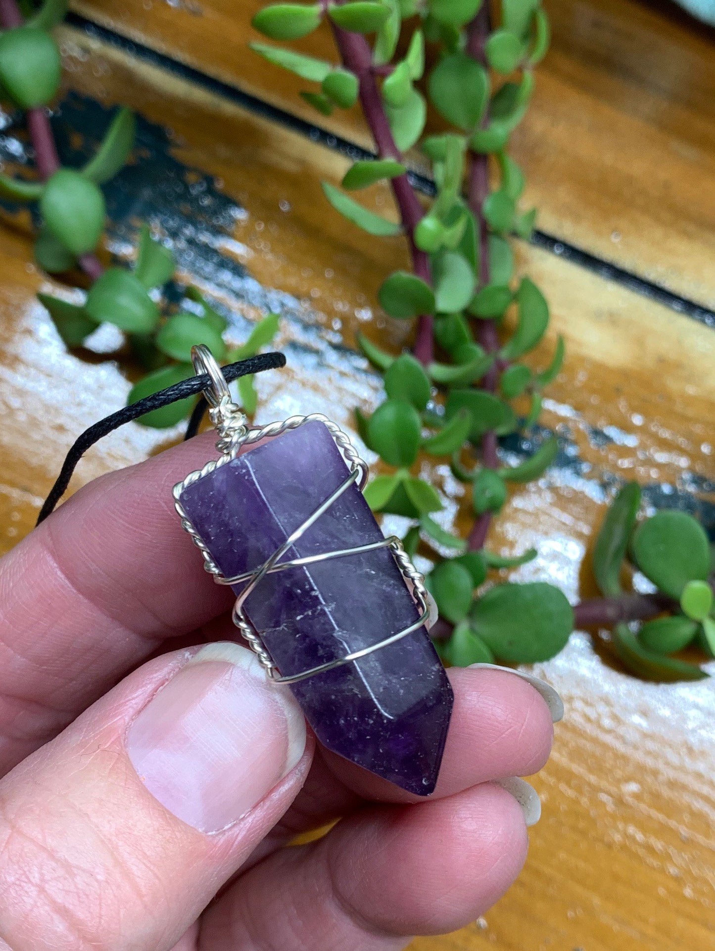 Amethyst Point Wire Wrapped Necklace              NCK-0635