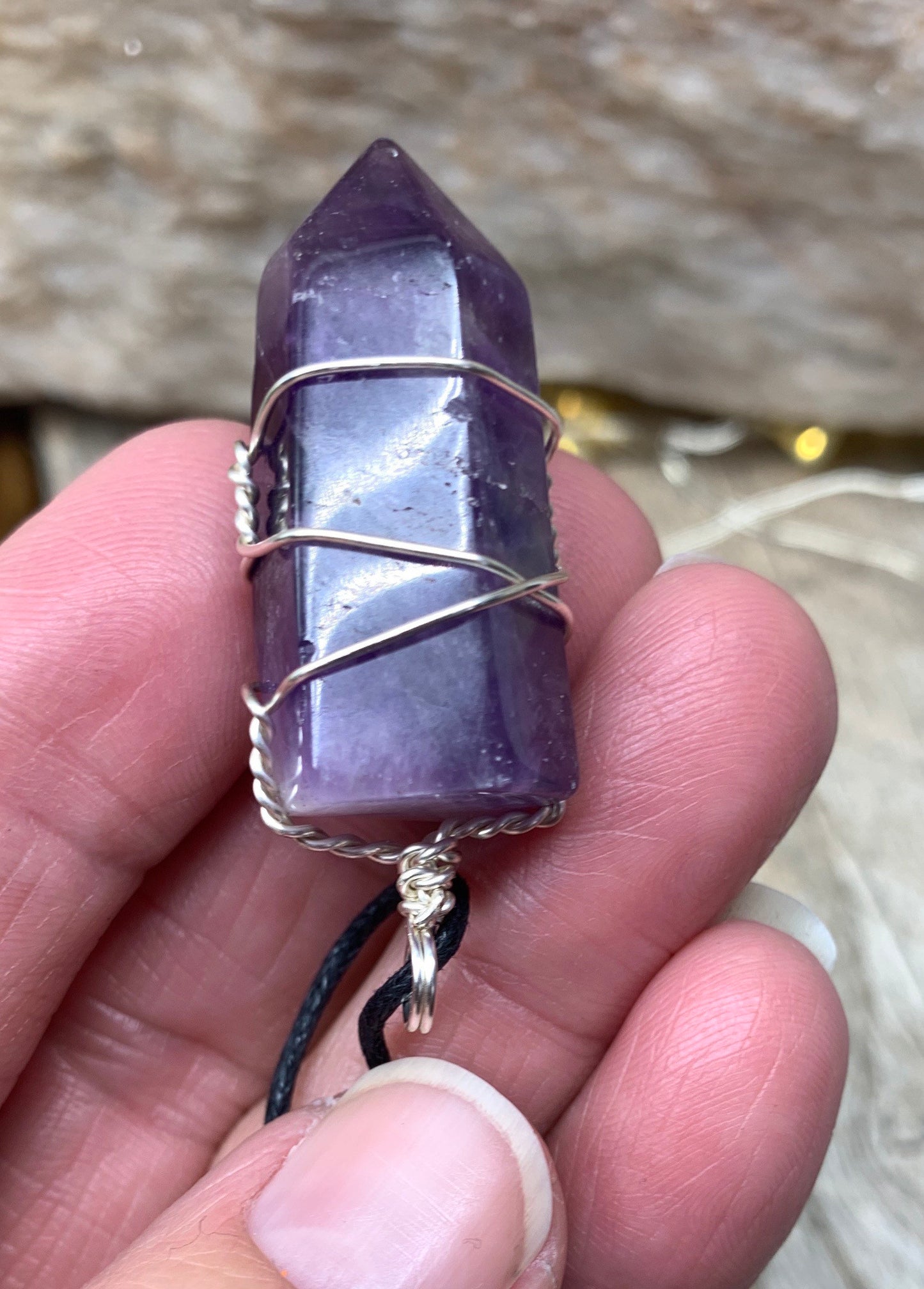 Amethyst Point Wire Wrapped Necklace              NCK-0635