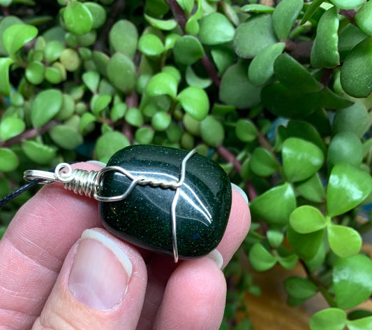 Goldstone Wire Wrapped Necklace              NCK-0558