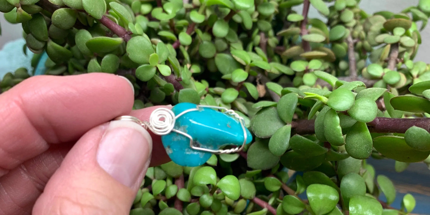 Turquoise Wire Wrapped Necklace              NCK-0580 Shop Wholesale Crystals