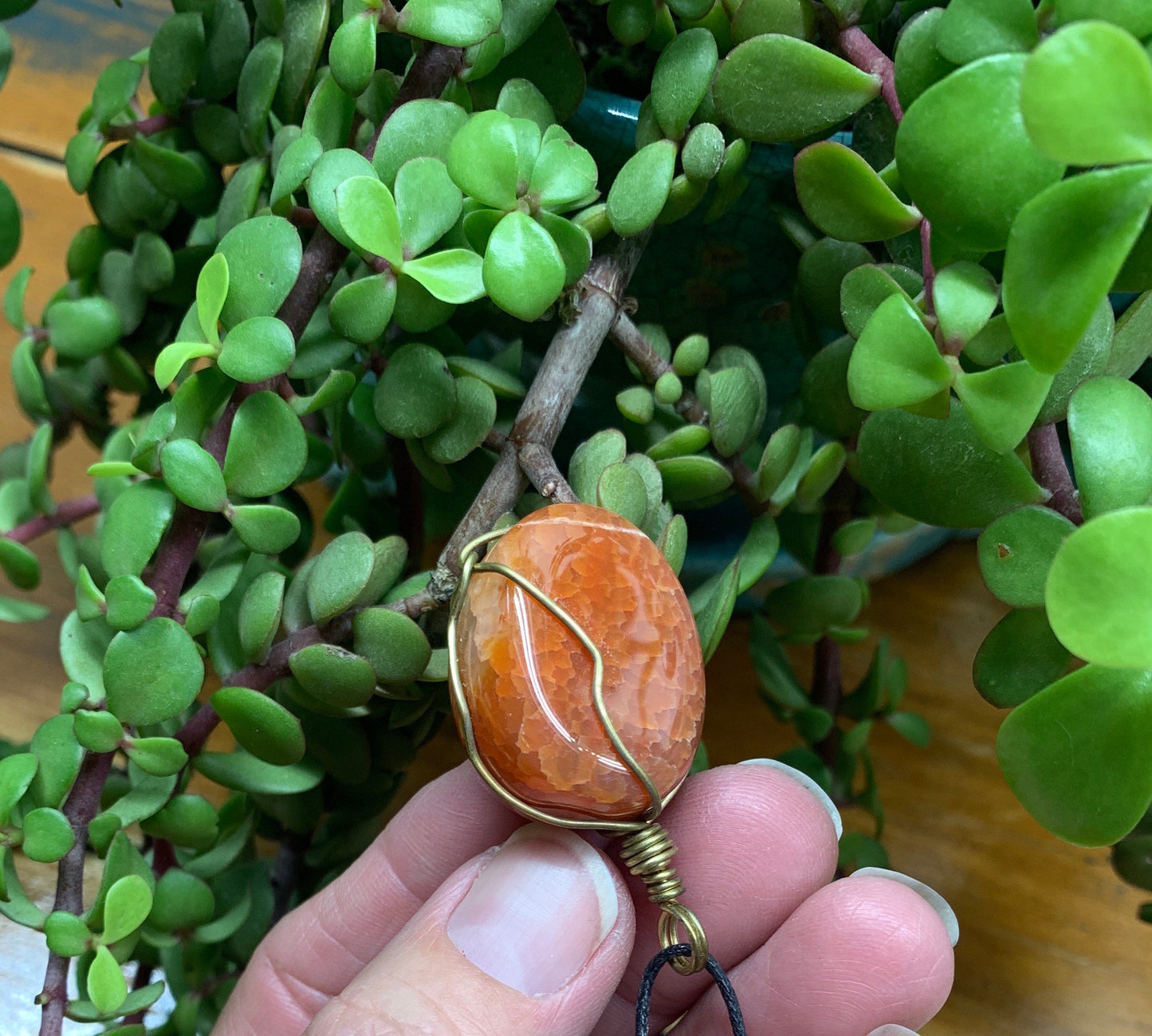 Fire Agate Wire Wrapped Necklace              NCK-0547