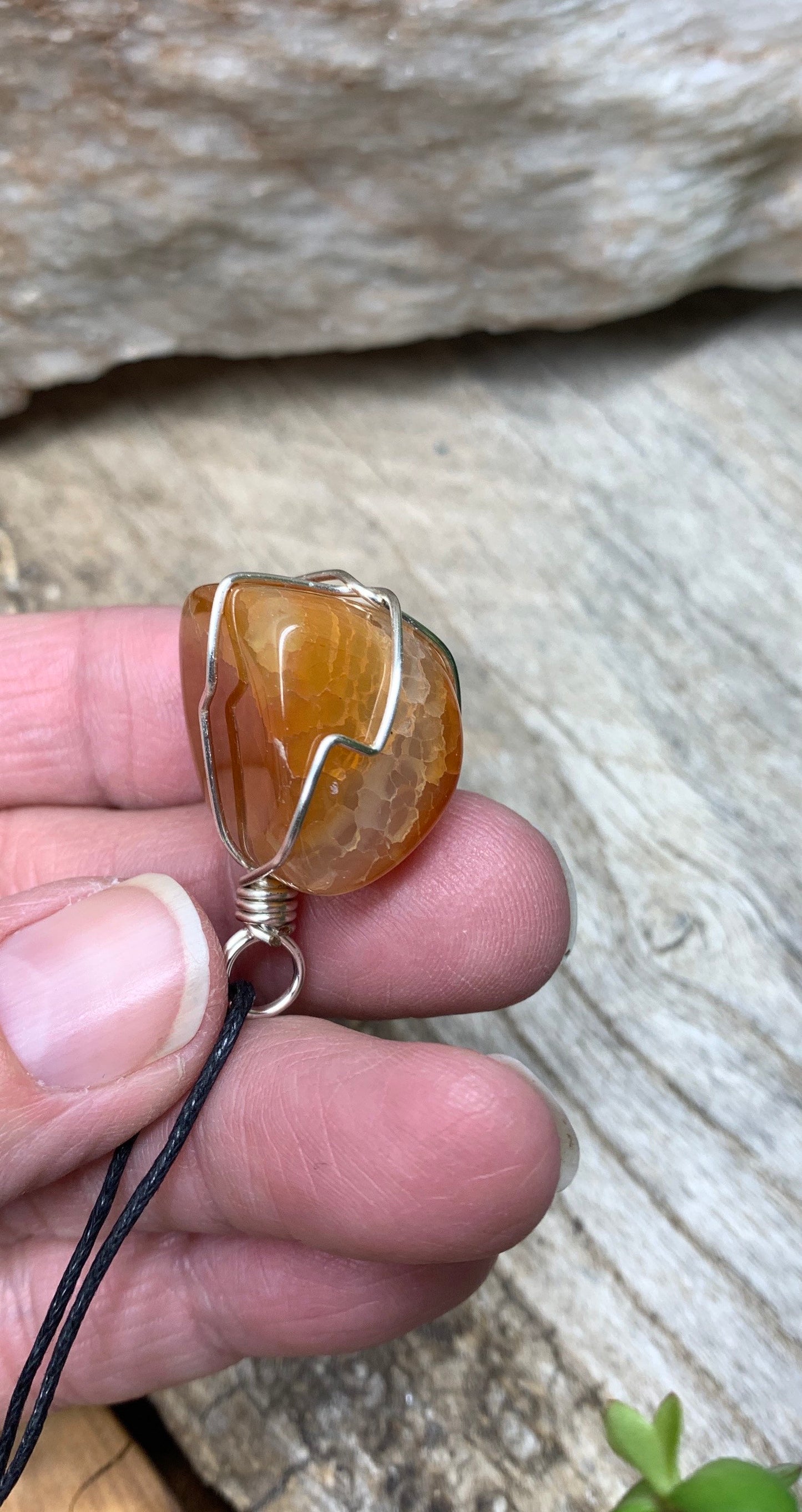 Fire Agate Wire Wrapped Necklace              NCK-0438