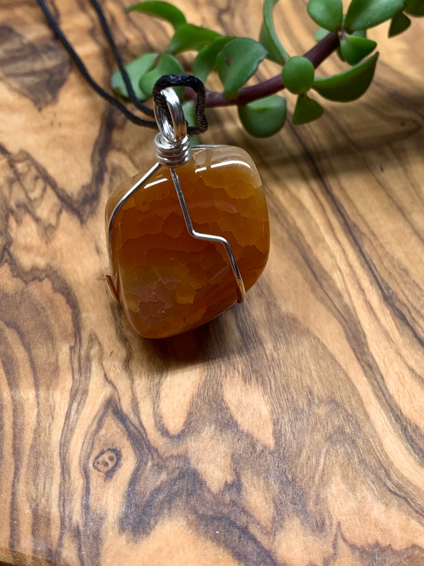 Fire Agate Wire Wrapped Necklace              NCK-0438