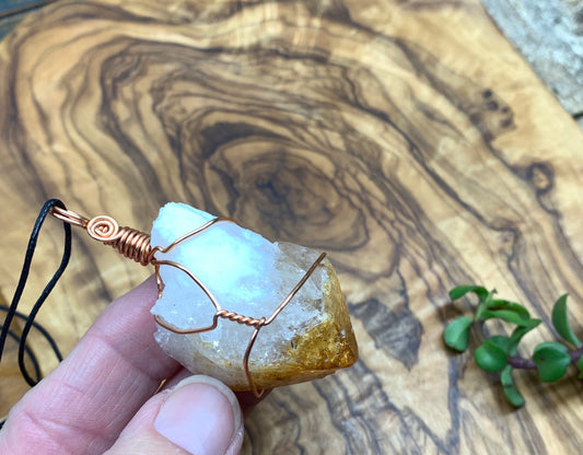 Citrine Wire Wrapped Necklace              NCK-0421