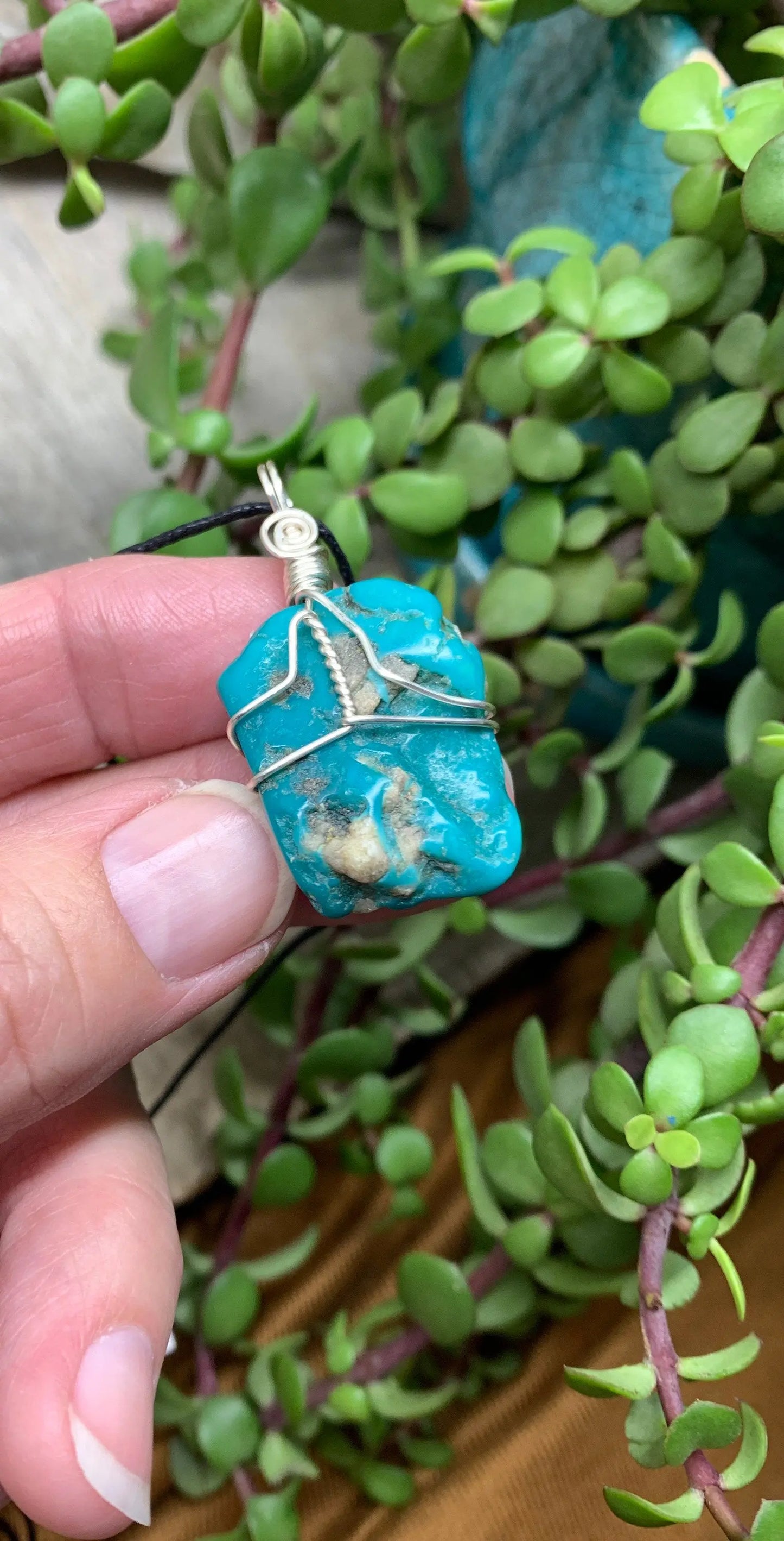 Turquoise Wire Wrapped Necklace              NCK-0688 Shop Wholesale Crystals