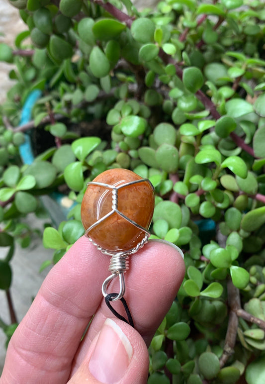 Fire Agate Wire Wrapped Necklace              NCK-0434