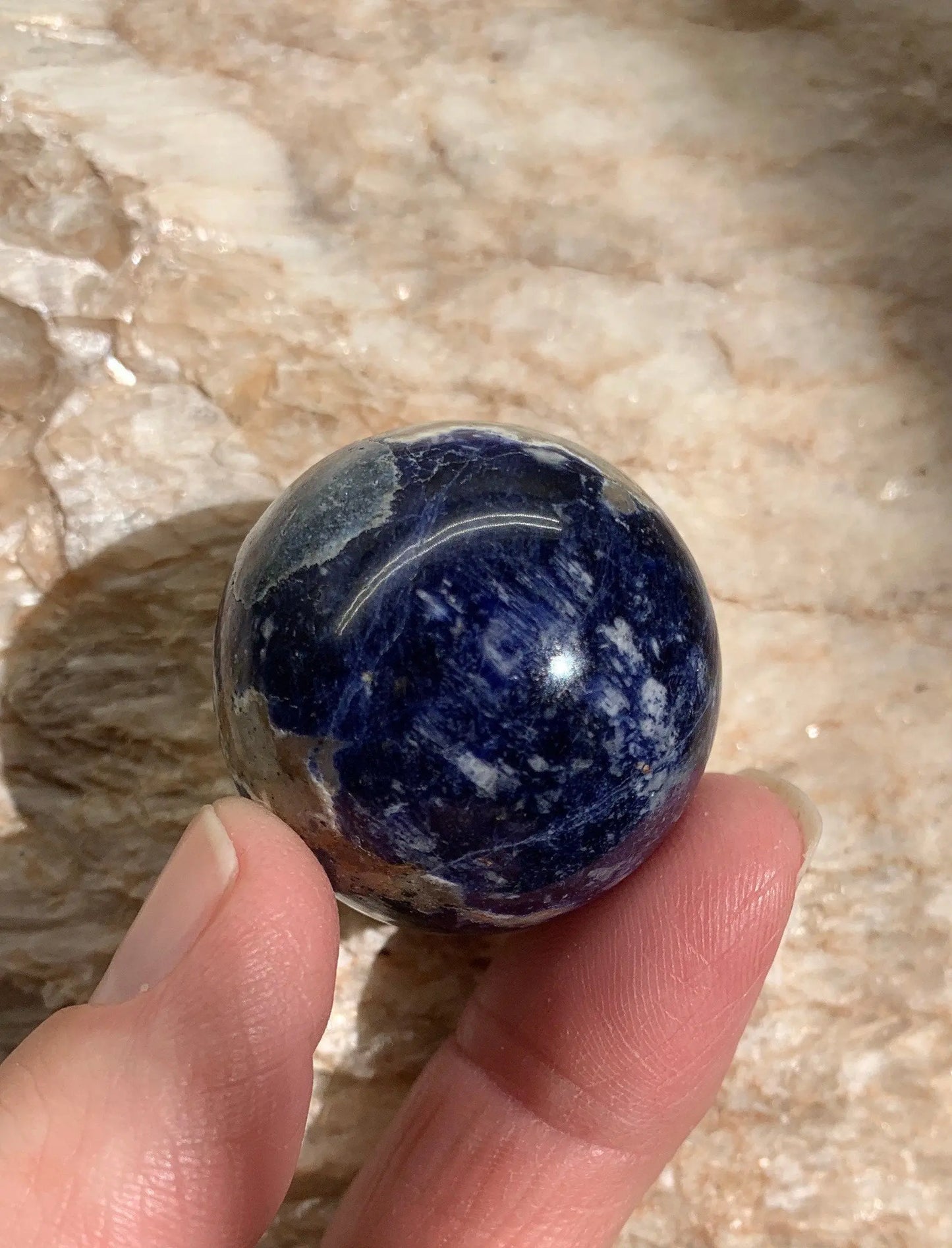 Sodalite Polished Sphere Stone.              (Approx 1 1/4”)      SPH-0038 Shop Wholesale Crystals
