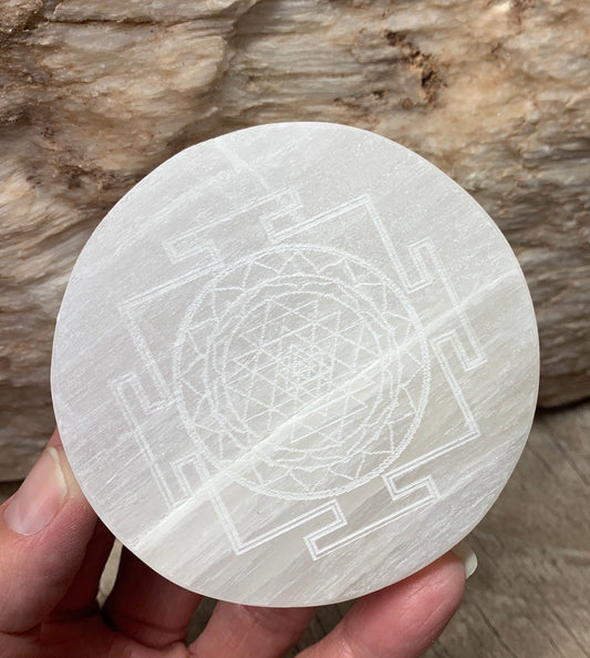 Sacred Geometry Etched Selenite    SEL-0188