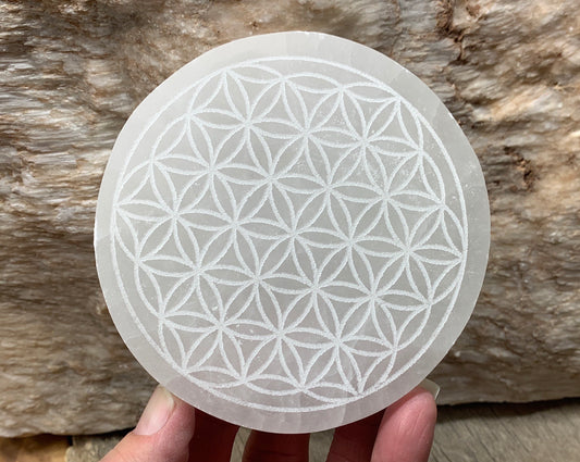 Sacred Geometry Etched Selenite    SEL-0197