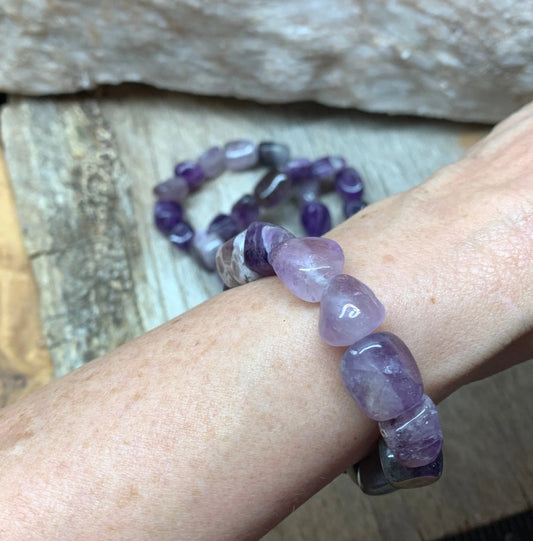 Amethyst Chunky Pebble Bracelet     BRC-0016 Shop Wholesale Crystals