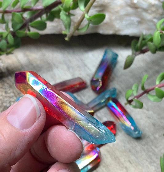 Red & Blue Aura Quartz Point Quartz Bead. (Approx. 1 1/2”- 2 1-2”)    BIN-0312 Shop Wholesale Crystals