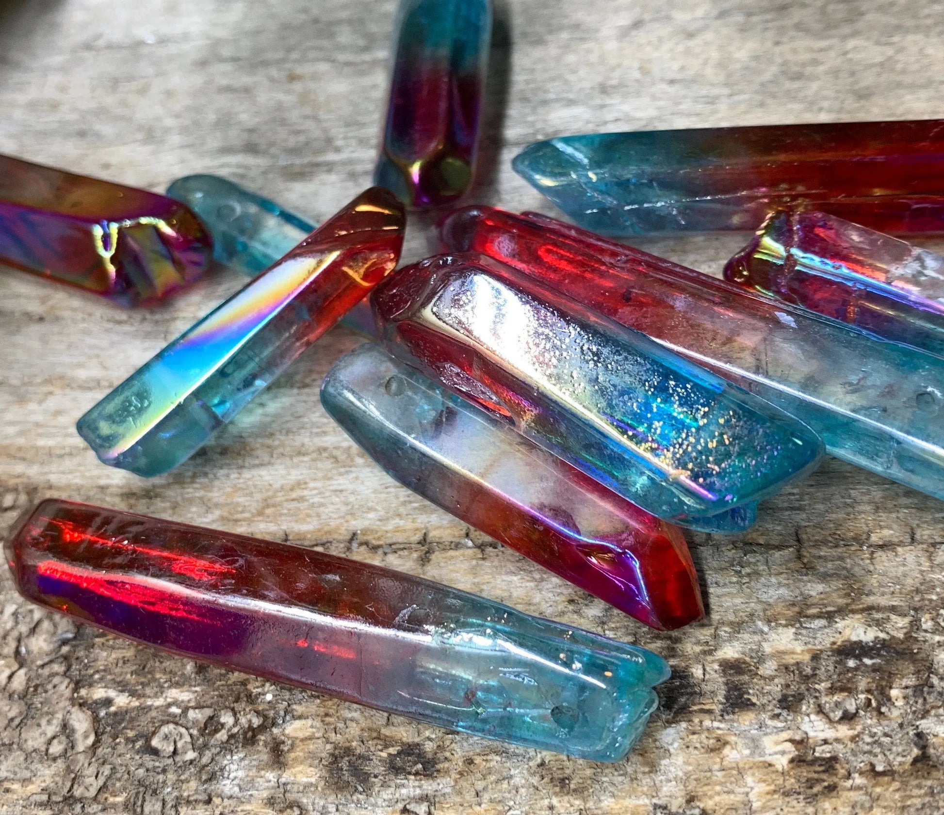Red & Blue Aura Quartz Point Quartz Bead. (Approx. 1 1/2”- 2 1-2”)    BIN-0312 Shop Wholesale Crystals