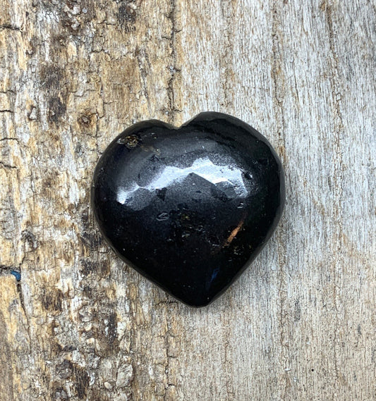 Black Tourmaline Puffy Heart (Approx. 1 1/4") 0437