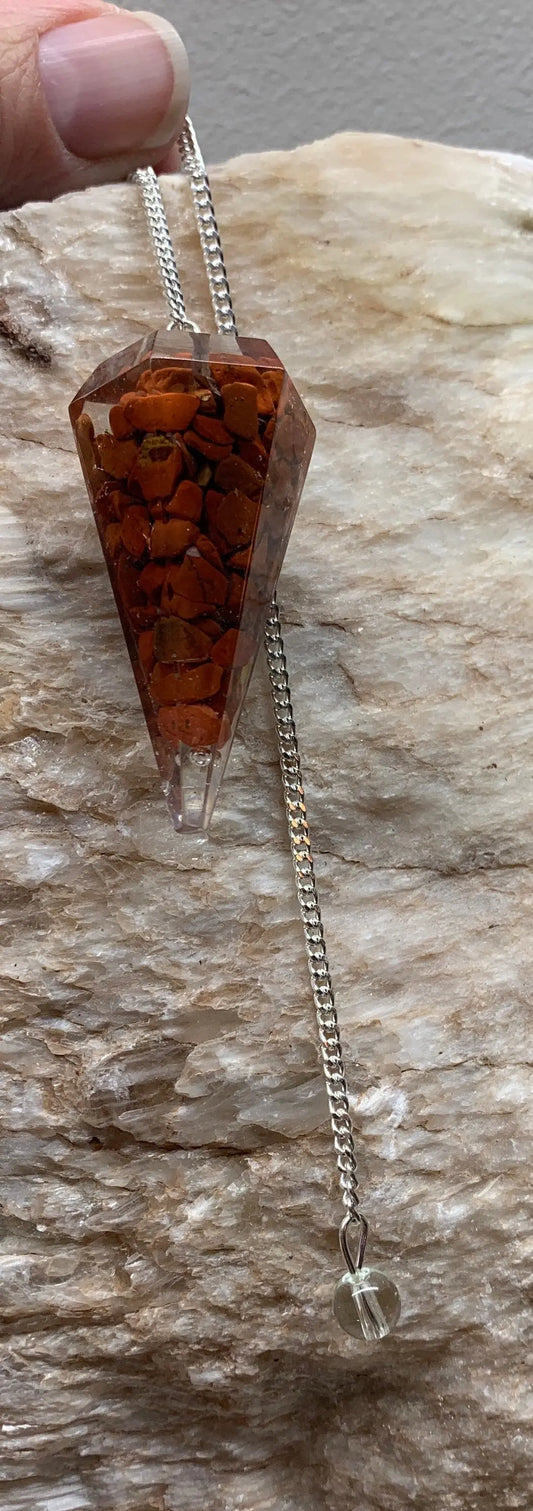 Red Jasper Organite Pendulum 0941 (Crystals Imbedded in Resin) Shop Wholesale Crystals