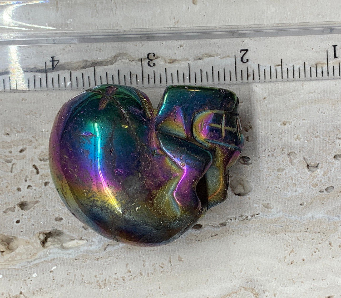 Titanium Aura Quartz Skull  FIG-0060