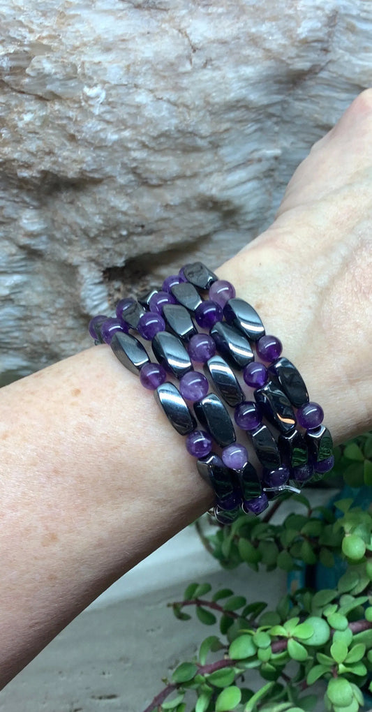 Amethyst Hematite Bracelet BRC-0088 Shop Wholesale Crystals